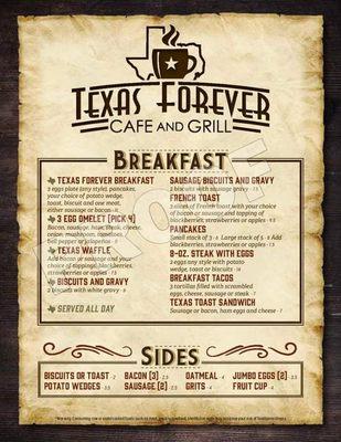 Breakfast menu