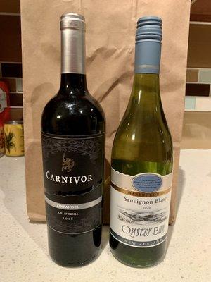 Carnivore Zinfandel and Oyster Bay Sauvignon Blanc are good choices for under $15 bottles