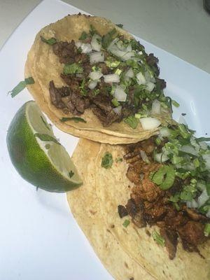 Taco de asada y al pastor