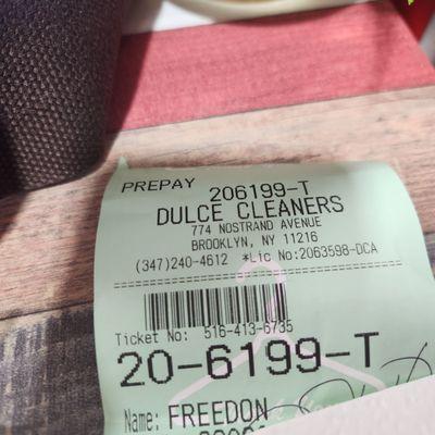 Feel FREE to call me freedoN now. Tehehe. Thanks Dulce Cleaners.