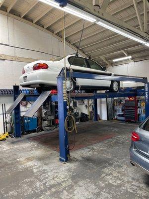 Inside the mechanic shop