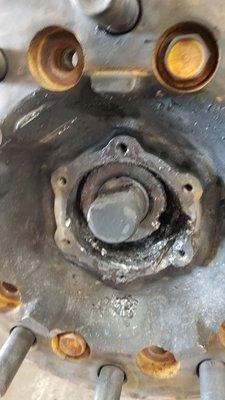 Torched wheel hub.