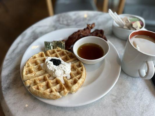 Waffle, bacon, coffee - all pretty meh