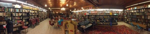 Stacks of books for Children, Young Adult, and Adult books. Comfortable seating, and free Hot Chocolate and Coffee.