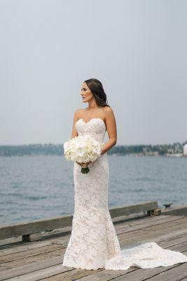 Real bride, Giselle, wearing Reem Acra, for her wedding at the Woodmark Hotel- as featured on Style Me Pretty!