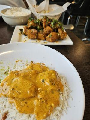 Chicken Tikka Masala and fried idli