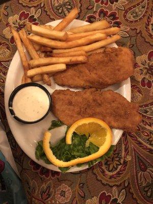 Kids chicken strips with fries