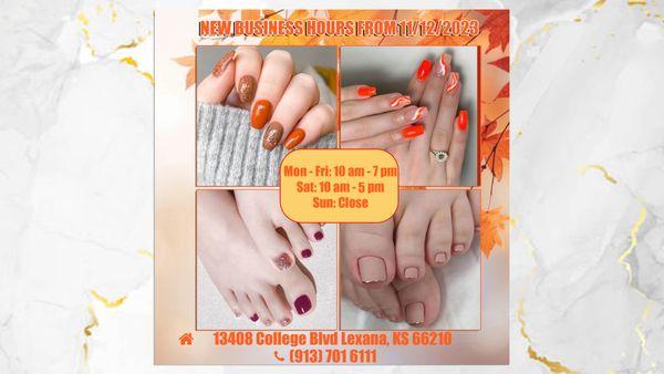 Celebrate November at Nail Trends & Spa! Find us at 13408 College Blvd Lexana, Kansas 66210. Call us at (913) 701 6111.