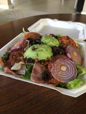 One of the mixed tossed salads purchased at Louie's Marketplace, Oak Park. My new lunch favorite! Chollas Mix.