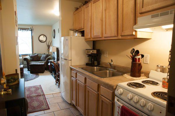 Kitchen inside an apartment at University Bay!