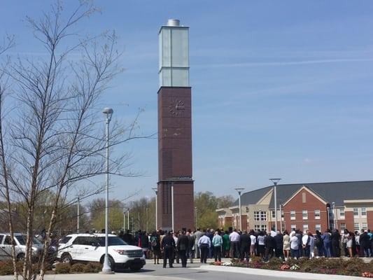 Deese Tower. The newly erected clock tower at North Carolina A&T