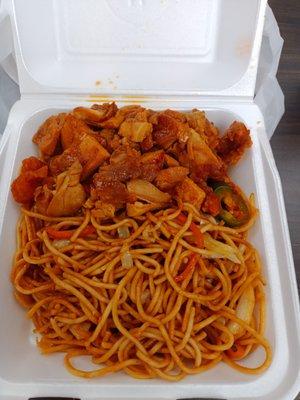 Jalapeno and bourbon chicken with noodles