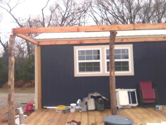 Starting the top frame of the porch