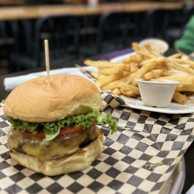 Great burger and Marseille style truffle fries.