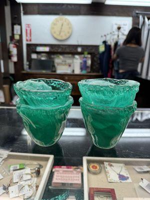 Beautiful turquoise glass cups