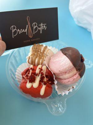 Macarons- red velvet, salted caramel, and chocolate strawberry