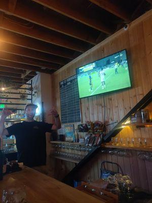 Carl's five stars one of the best bartenders in Portland and you get to watch Timbers games