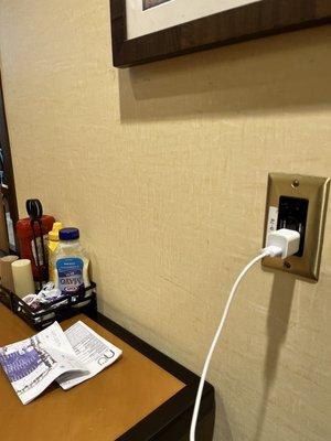 Has electric outlet in the inside room