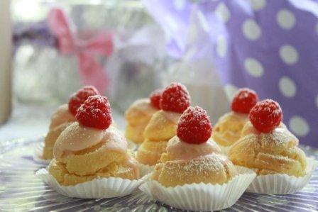 Raspberry & Rose Cream Puffs for a Bridal Shower Dessert Bar