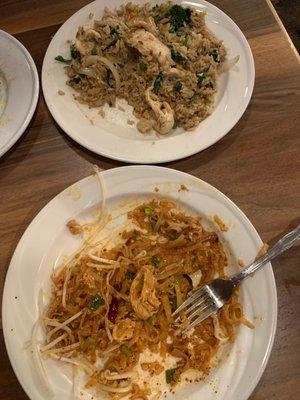 Pad Thai chicken and Fried rice chicken