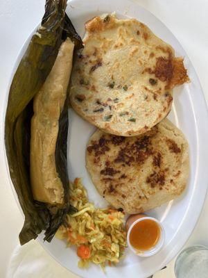 Papusa and Salvadoran Tamale