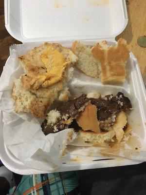 So called steak and cheese after two bites