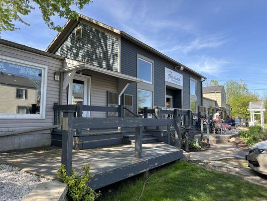 Cute outdoor patio area to enjoy coffee outside when weather is nice!