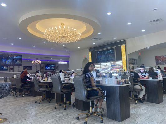 There's a separate place to get your nails done, another room to get a pedicure, and a separate room to get waxed. Very nice.