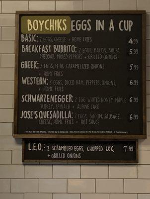 Eggs in a cup menu