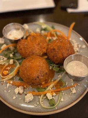 Buffalo Chicken Arancini (Fried Risotto with Buffalo Chicken)