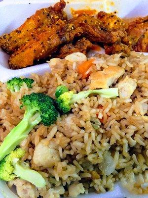 Fried rice  & spicy  lemon pepper chicken