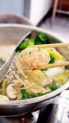 Close up of cooked shrimp paste ball