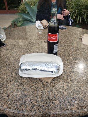 Shrimp Burrito and Mexican Cola