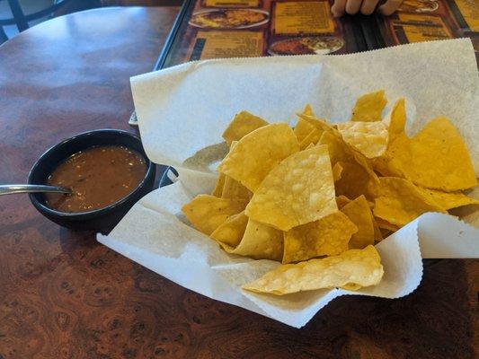 Complimentary chips and salsa.