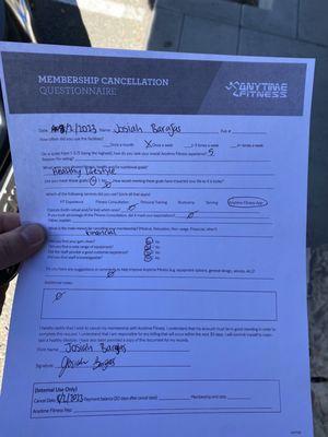 Cancellation Form.