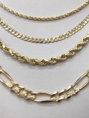 14KT Yellow Gold Mixed Style Men's Chain Necklaces