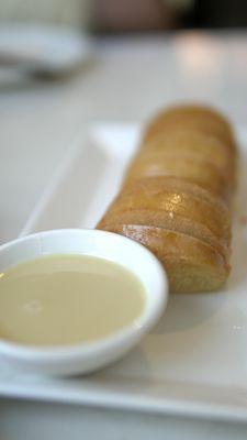 Deep fried milk bun with condensed milk