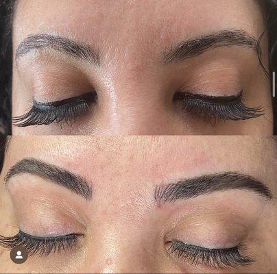 Before and after combo brows