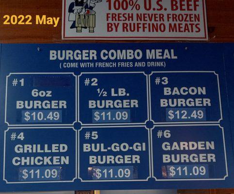 2022 Burger House menu board 2