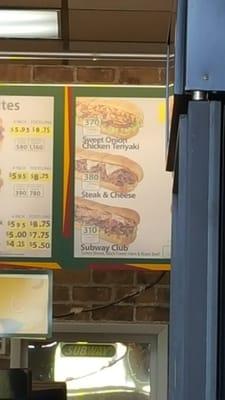 What the steak and cheese sandwich looks like on the sign. Sooo not what I got!