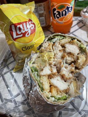 Crispy Chicken Caesar wrap is very hearty and filling!