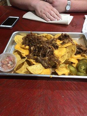 Pulled pork nachos.