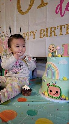 Daughter enjoying the cake