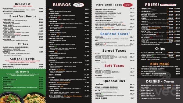 Rest. Menu w prices