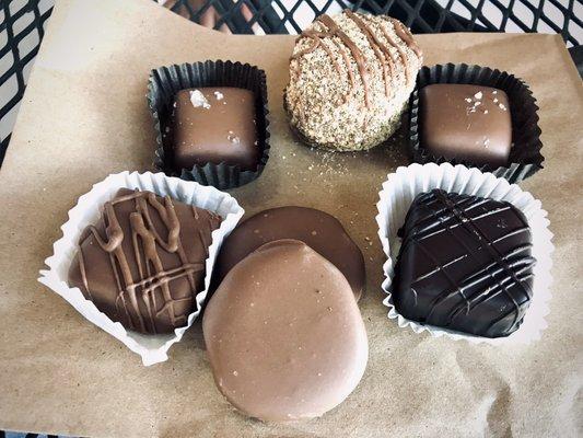 Sugar-free truffles, chocolate-covered Oreos, smore, sea-salt caramel