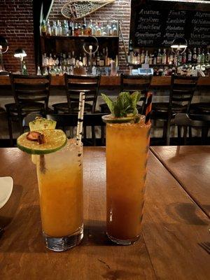 Left, Stone Fruit & Spice Mocktail.  Right, Pumpkin Spice Mai Tai.