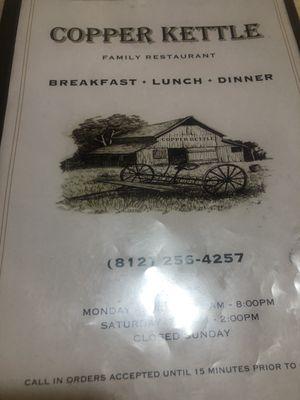 Front of Menu