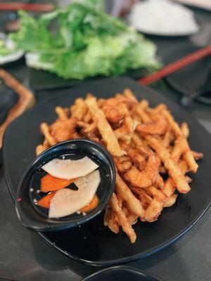 Shrimp and sweet potato fritters