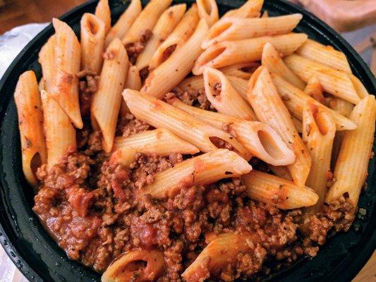 Penne with meat sauce