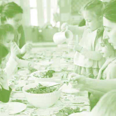 A Tavola is our communal lunch time. We set the table together, and eat a delicious lunch provided by EATALY!